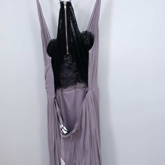 Dusty Lavender & Black Lace Front Twist Asymmetric Dress - Picture 8 of 10